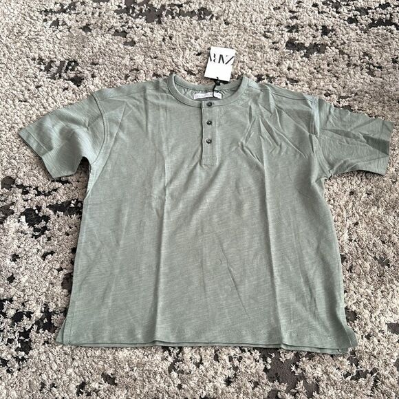 ZARA Kids | Aquamarine | HENLEY T-SHIRT - Picture 3 of 4